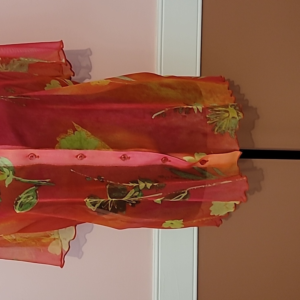 #85 Ladies Sheer Floral Print Blouse - Picture 4 of 7